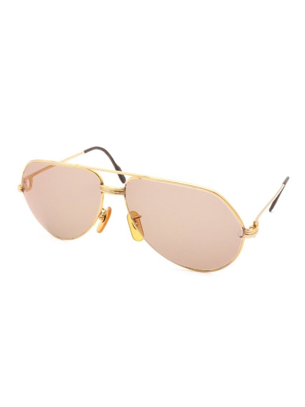 Cartier Trinity Sunglasses Eyewear Teardrop Two Bridge Double Light Brown Lens